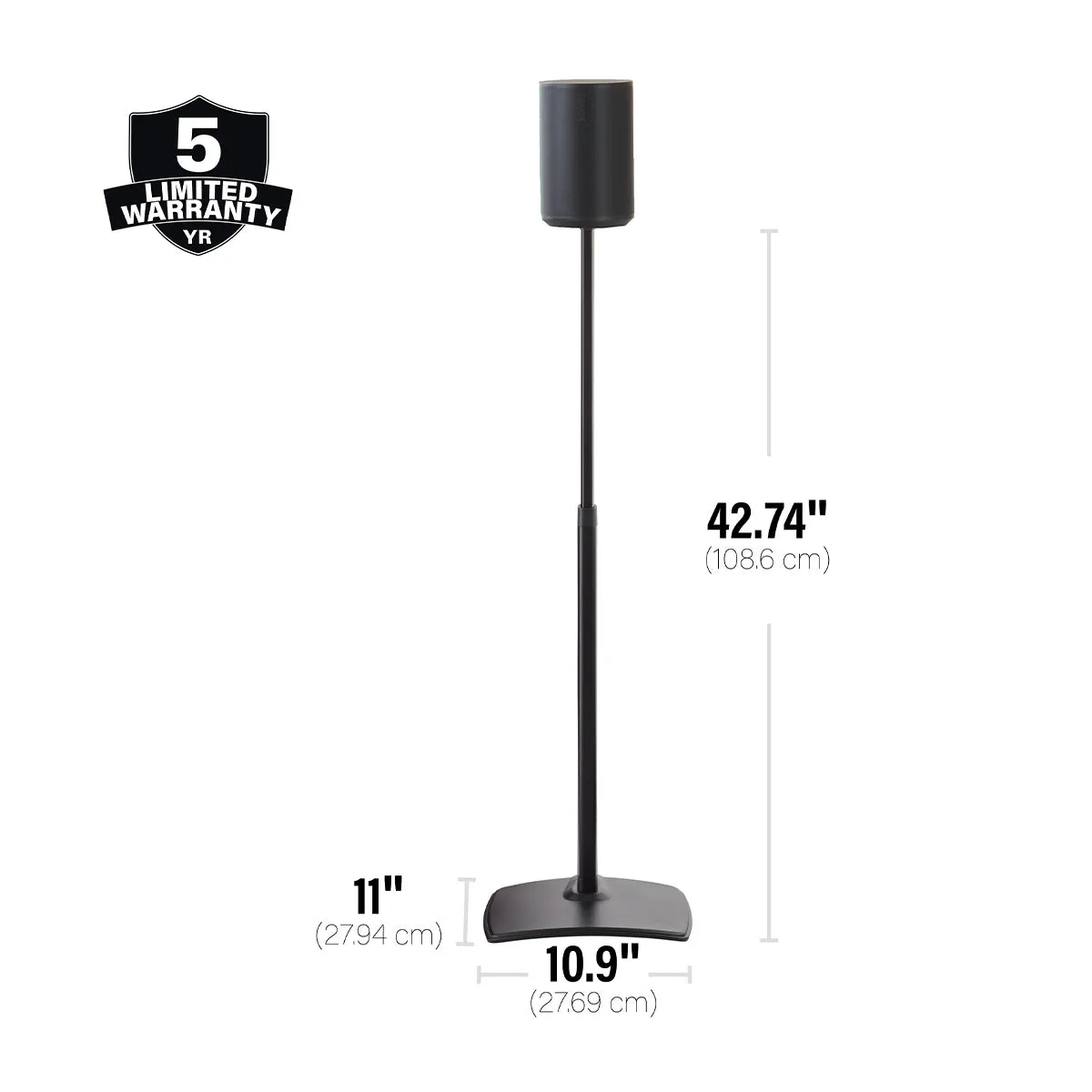 Sanus Height-Adjustable Speaker Stands for Sonos Era 100 - Pair (Black)