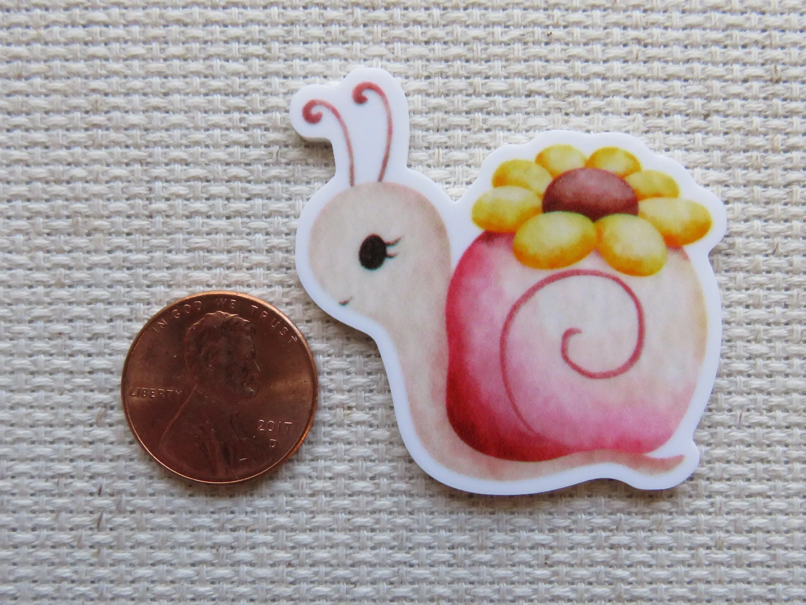 Snail with a Yellow Flower Needle Minder, Cover Minder, Magnet