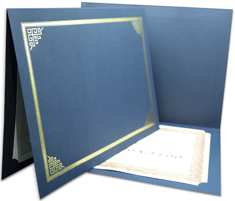 St. James® Certificate Holders/Document Covers/Diploma Holders, Navy Blue, Gold Foil Border, Linen Finish, Pack of 5, 83803