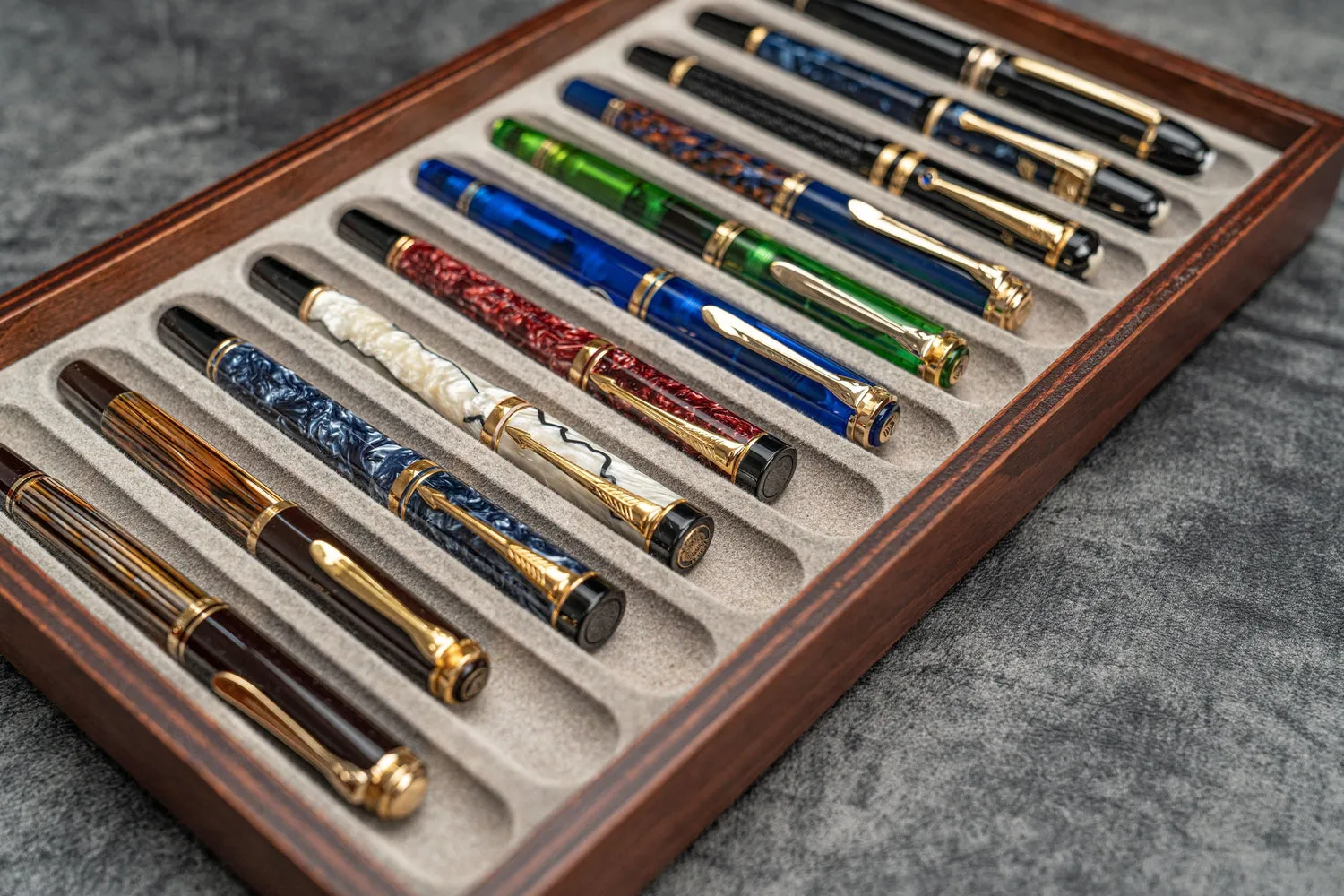 Stack & Store Wood Pen Display Box - With Clear Lid