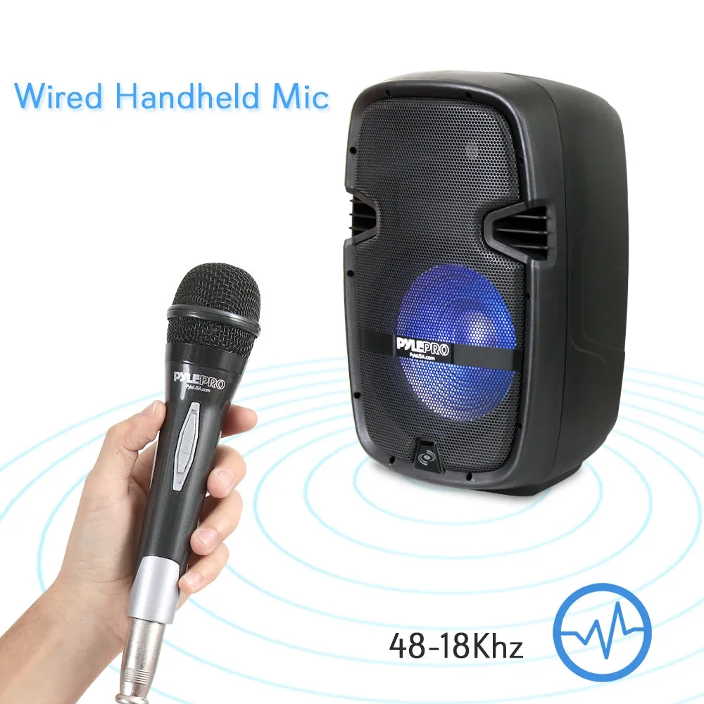 Stage & Studio Pa Speaker & Dj Mixer Bundle Kit - (2) 10’’ Bluetooth Pa Loud-Speakers With Built-In Led Lights, 8-Ch. Audio Mixer, Speaker Stands, Wired Microphone (600 Watt)