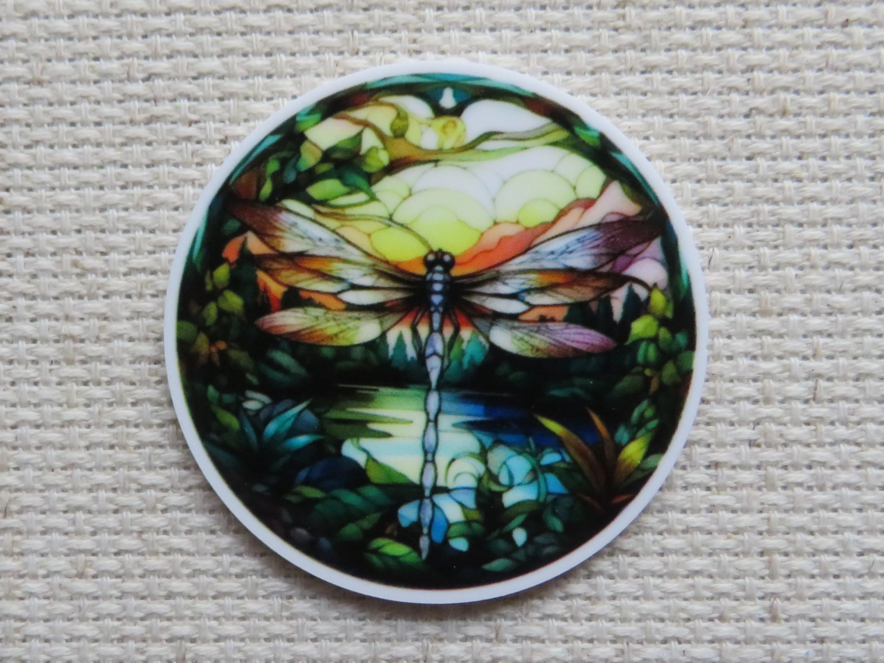 Stained Glass Looking Dragonfly Needle Minder, Cover Minder, Magnet