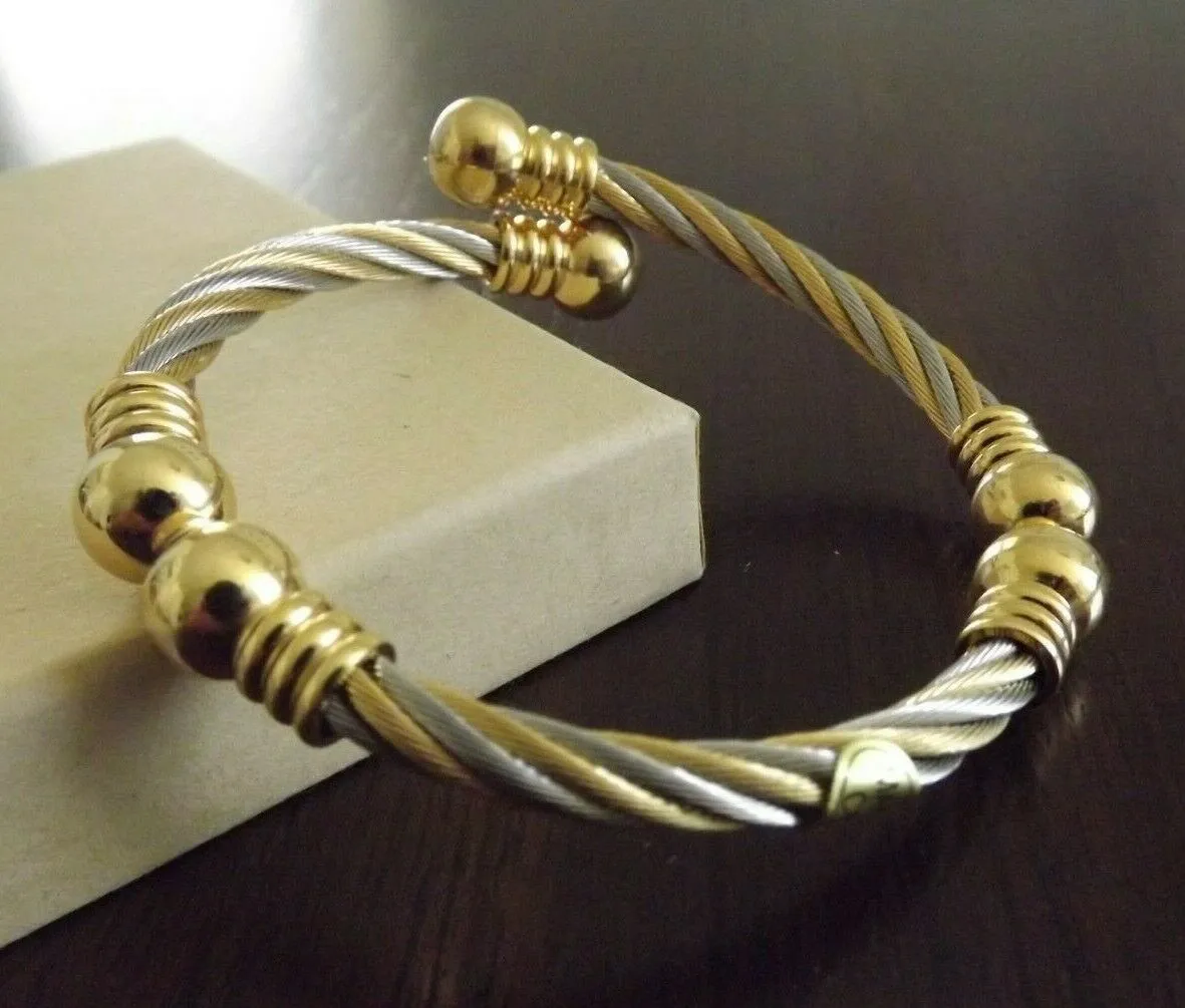 Stainless Steel Wire Magnetic Bracelet Pain Therapy Energy Cuff Bangle 6 Magnet