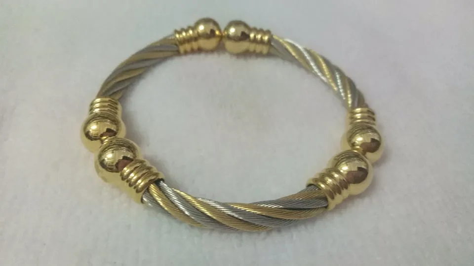 Stainless Steel Wire Magnetic Bracelet Pain Therapy Energy Cuff Bangle 6 Magnet