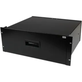 StarTech.com 4U Black Steel Storage Drawer for 19in Racks and Cabinets - 4U Black Sliding Rack Storage Drawer - 4U Rack Height x 401.32 mm Rack Width x 353.06 mm Rack Depth - Rack-mountable - Black - Steel - 25 kg Maximum Weight Capacity