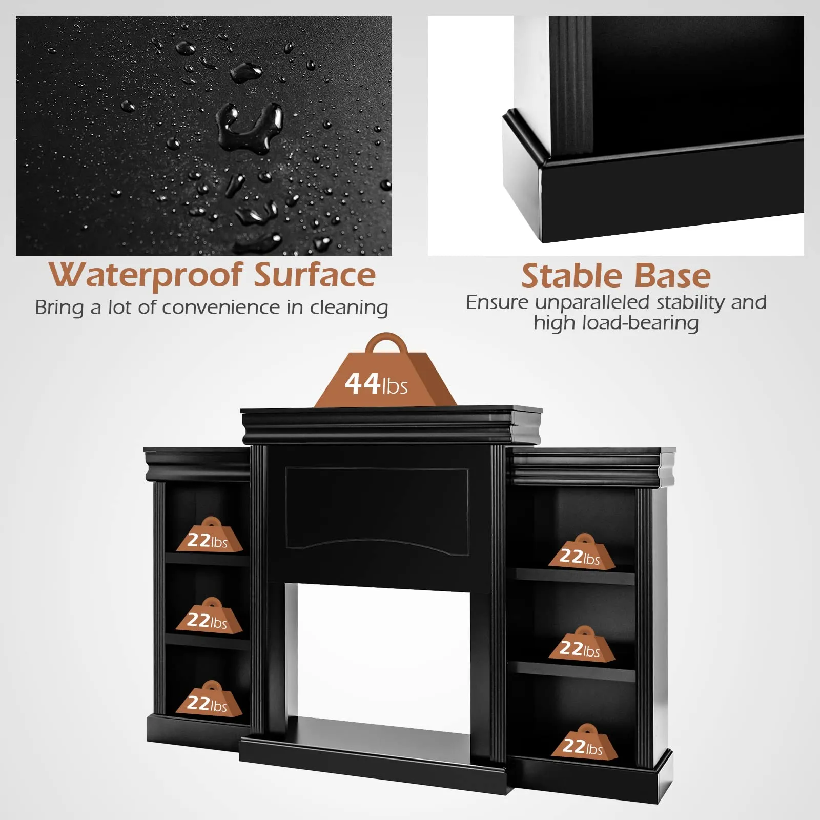 Tangkula 70 Inches Freestanding Mantel Stand, Modern Media Fireplace Cabinet for Living Room Bedroom (Stand Only)