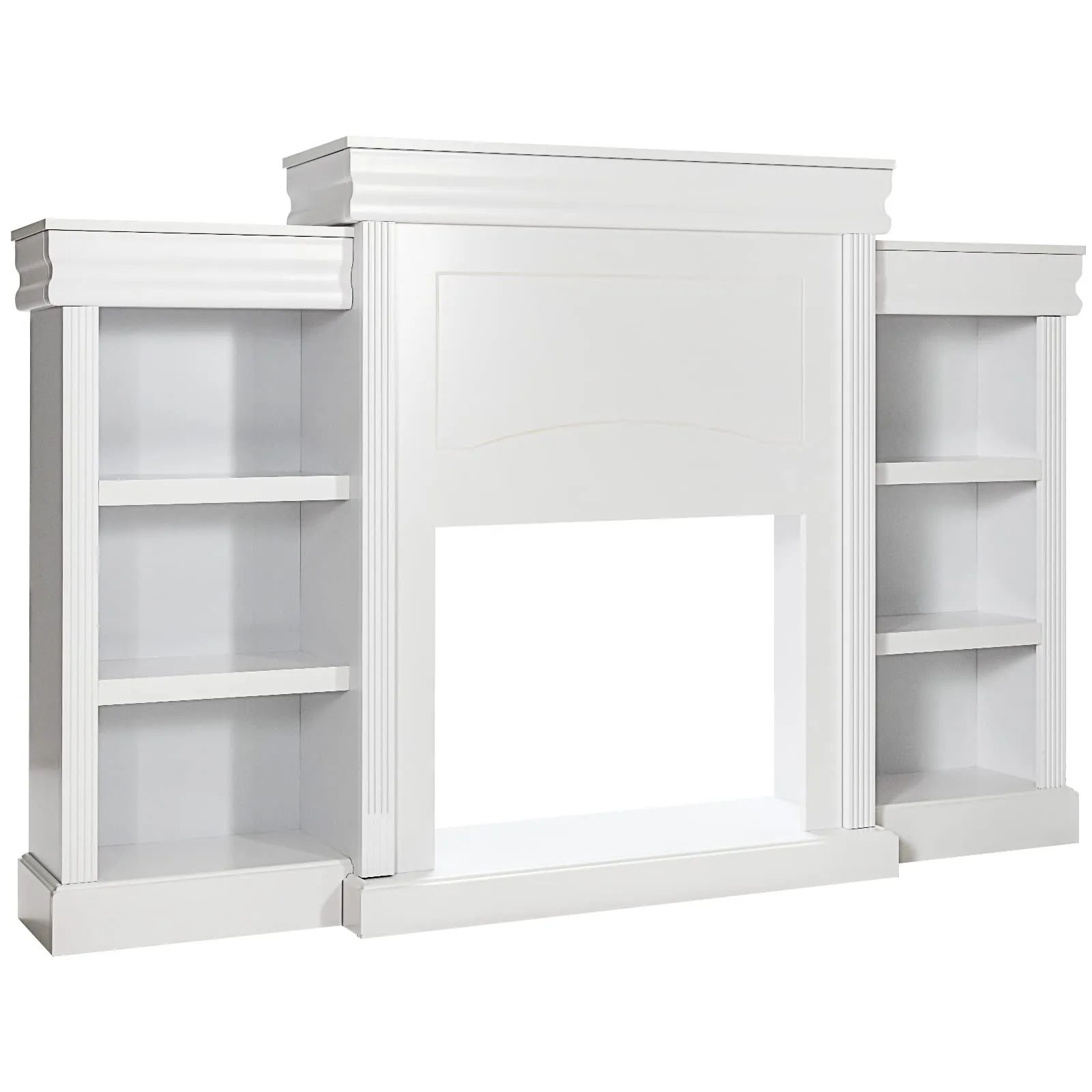 Tangkula 70 Inches Freestanding Mantel Stand, Modern Media Fireplace Cabinet for Living Room Bedroom (Stand Only)