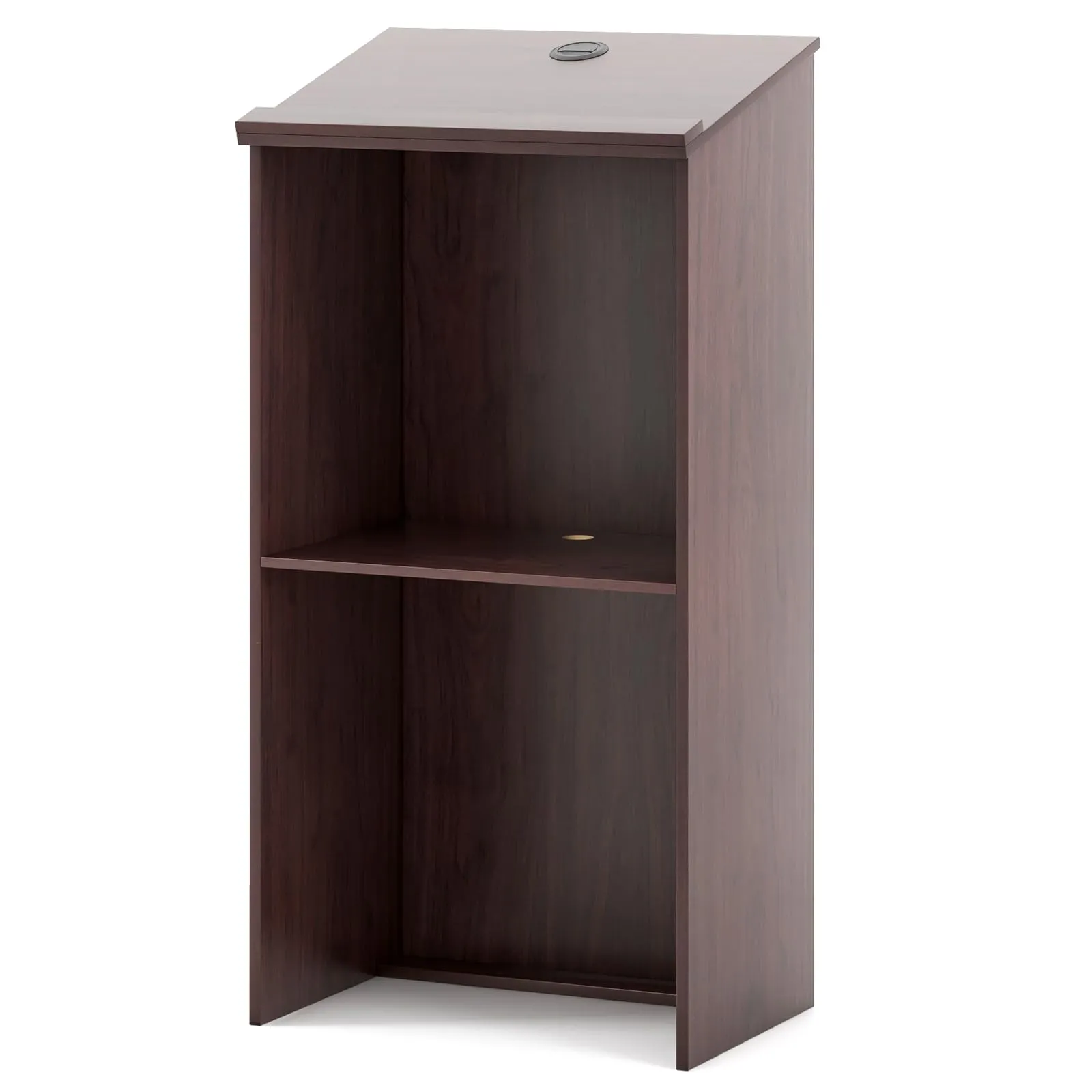 Tangkula Floor Standing Podium, Wooden Speaking Lectern with Adjustable Shelf