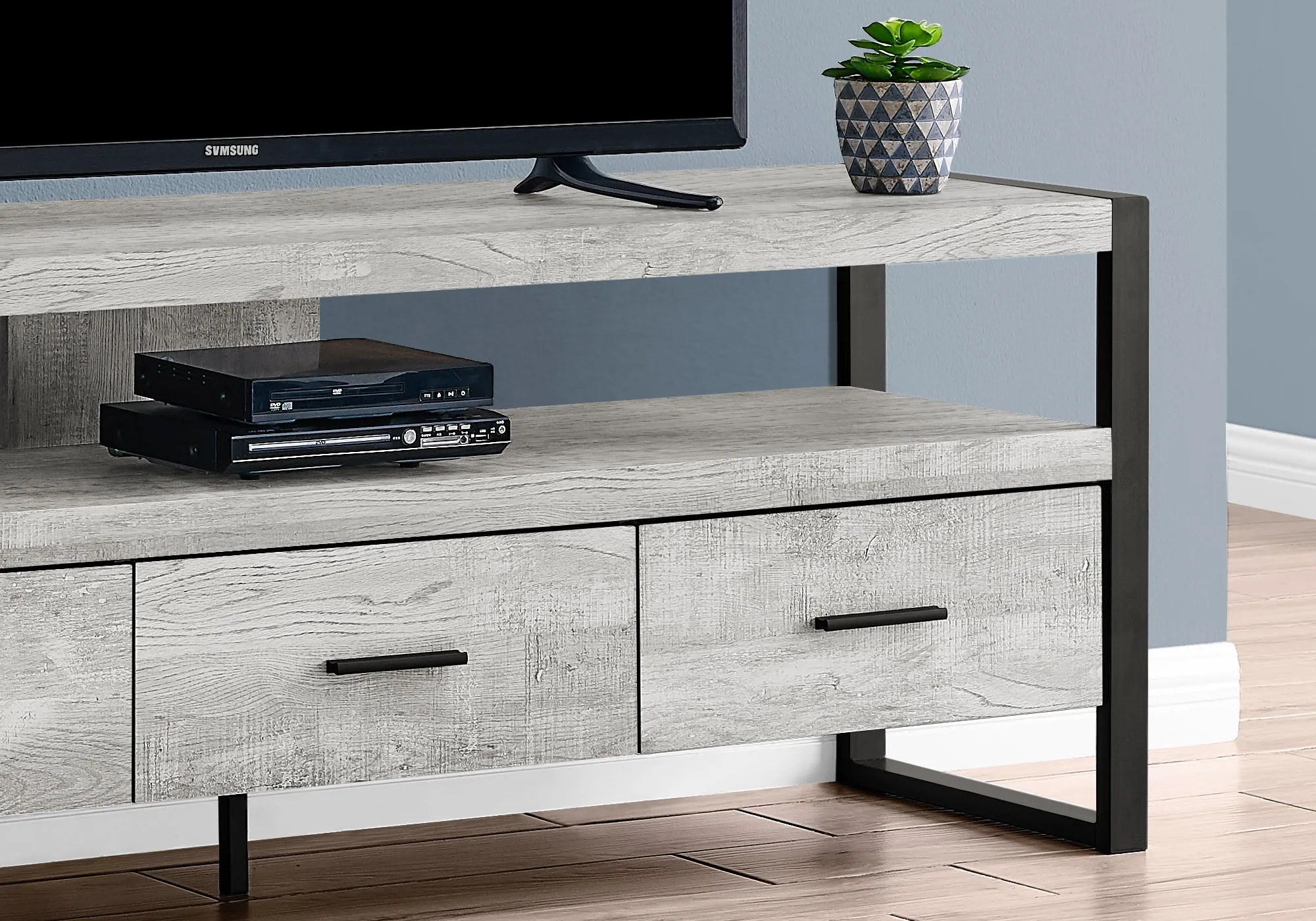 Tv Stand - 60"L / Grey Reclaimed Wood-Look / 3 Drawers