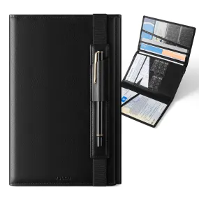 VFP100 - Car Registration and Insurance Holder Vehicle Storage Wallet Glove Box Organizer Leather Tri-fold Design for Car Keys, ID Holder, Essential Documents