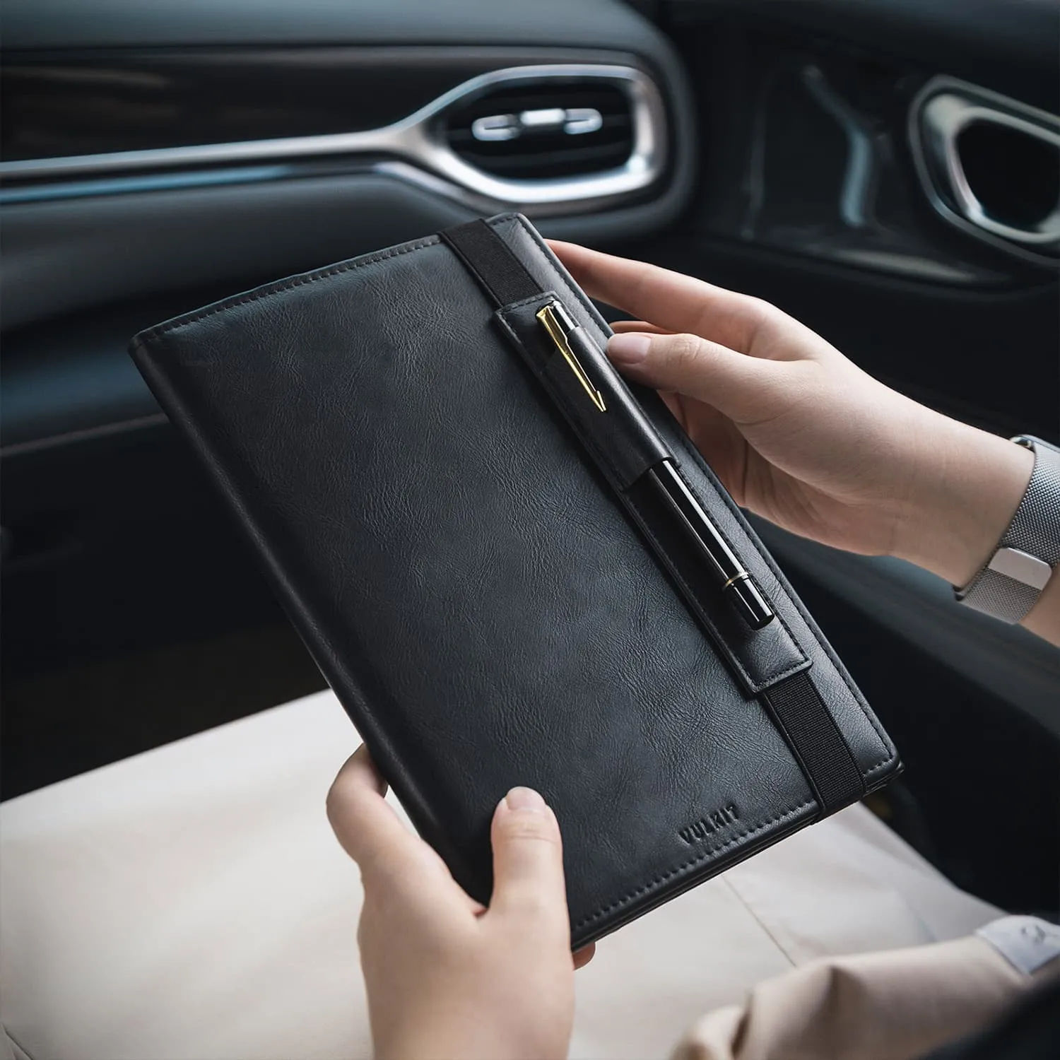 VFP100 - Car Registration and Insurance Holder Vehicle Storage Wallet Glove Box Organizer Leather Tri-fold Design for Car Keys, ID Holder, Essential Documents