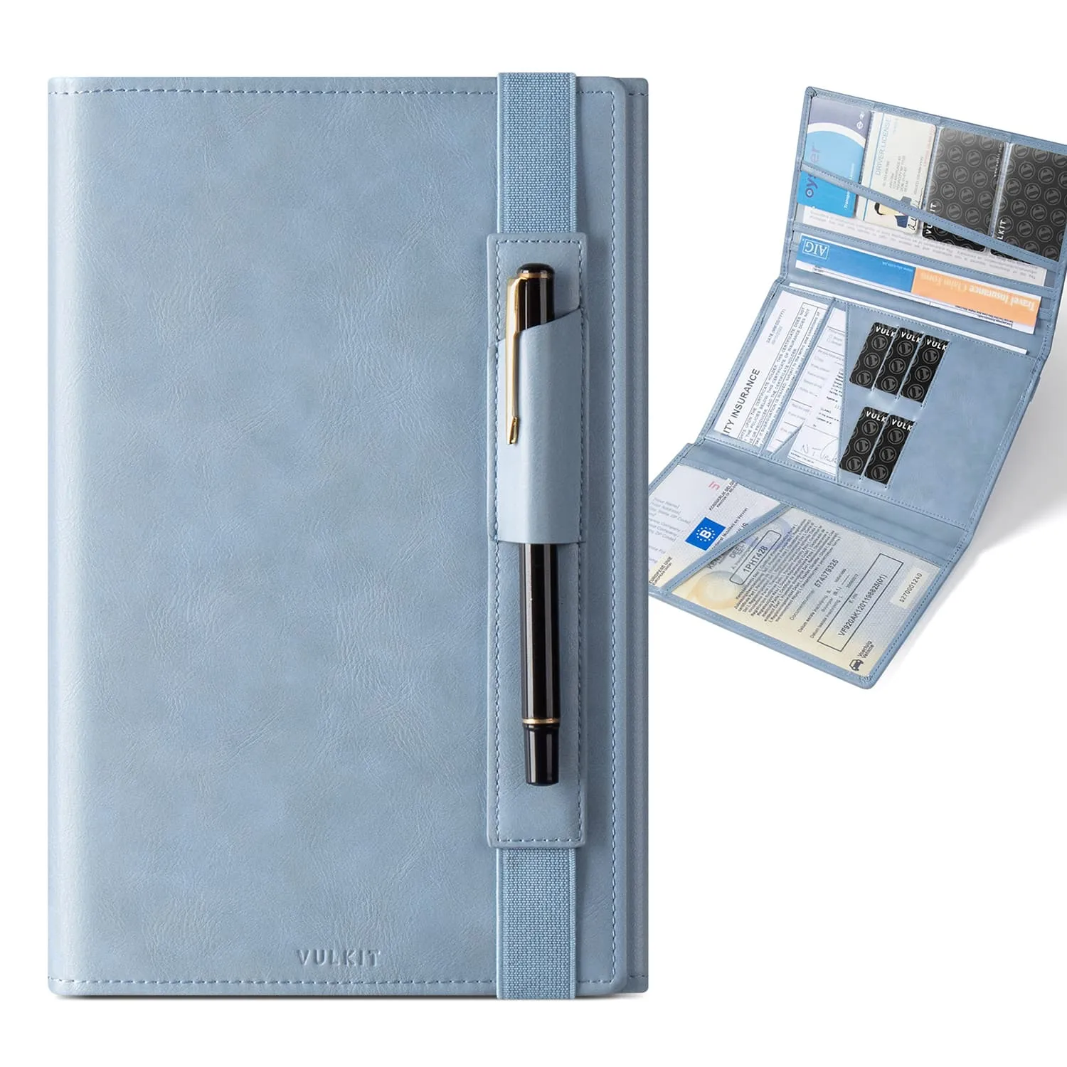 VFP100 - Car Registration and Insurance Holder Vehicle Storage Wallet Glove Box Organizer Leather Tri-fold Design for Car Keys, ID Holder, Essential Documents