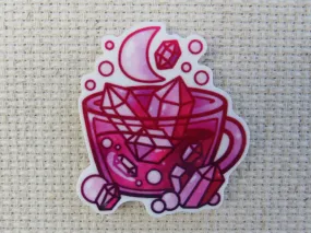 Vibrant Pink Crystal Teacup Needle Minder, Cover Minder, Magnet
