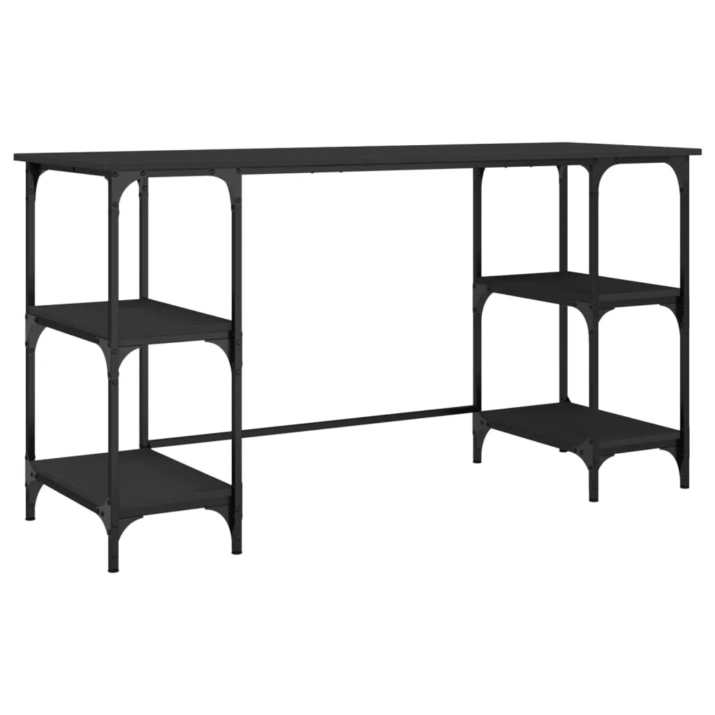 vidaXL Desk Black 140x50x75 cm Metal and Engineered Wood