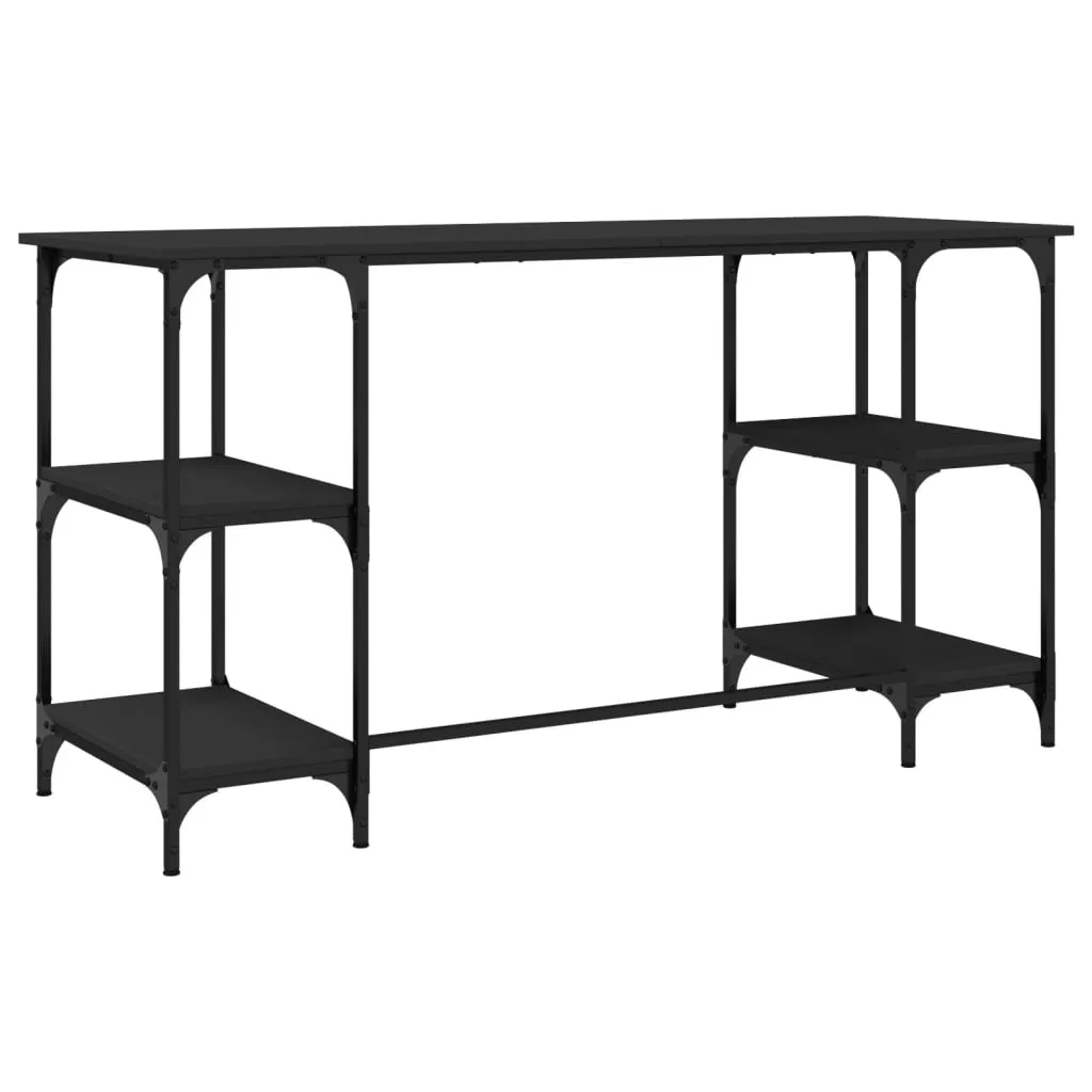 vidaXL Desk Black 140x50x75 cm Metal and Engineered Wood
