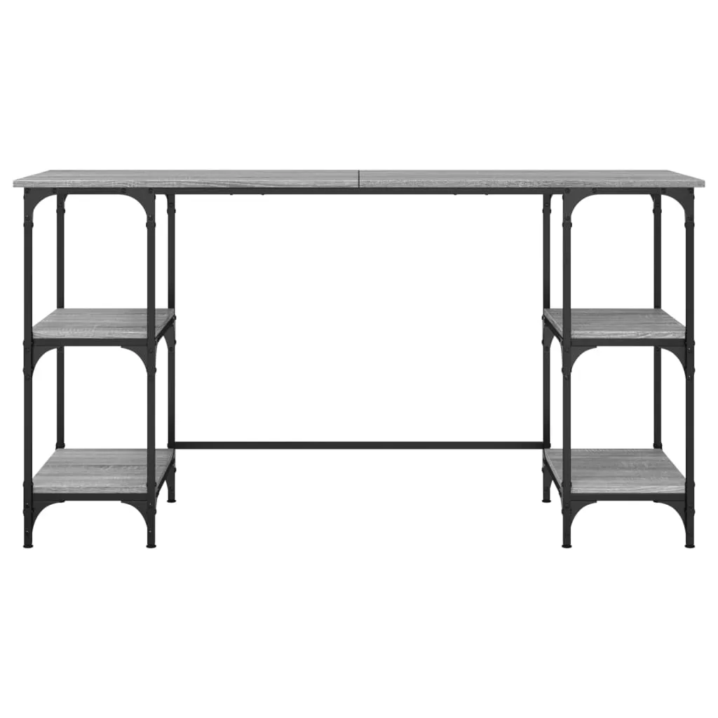 vidaXL Desk Grey Sonoma 140x50x75 cm Metal and Engineered Wood