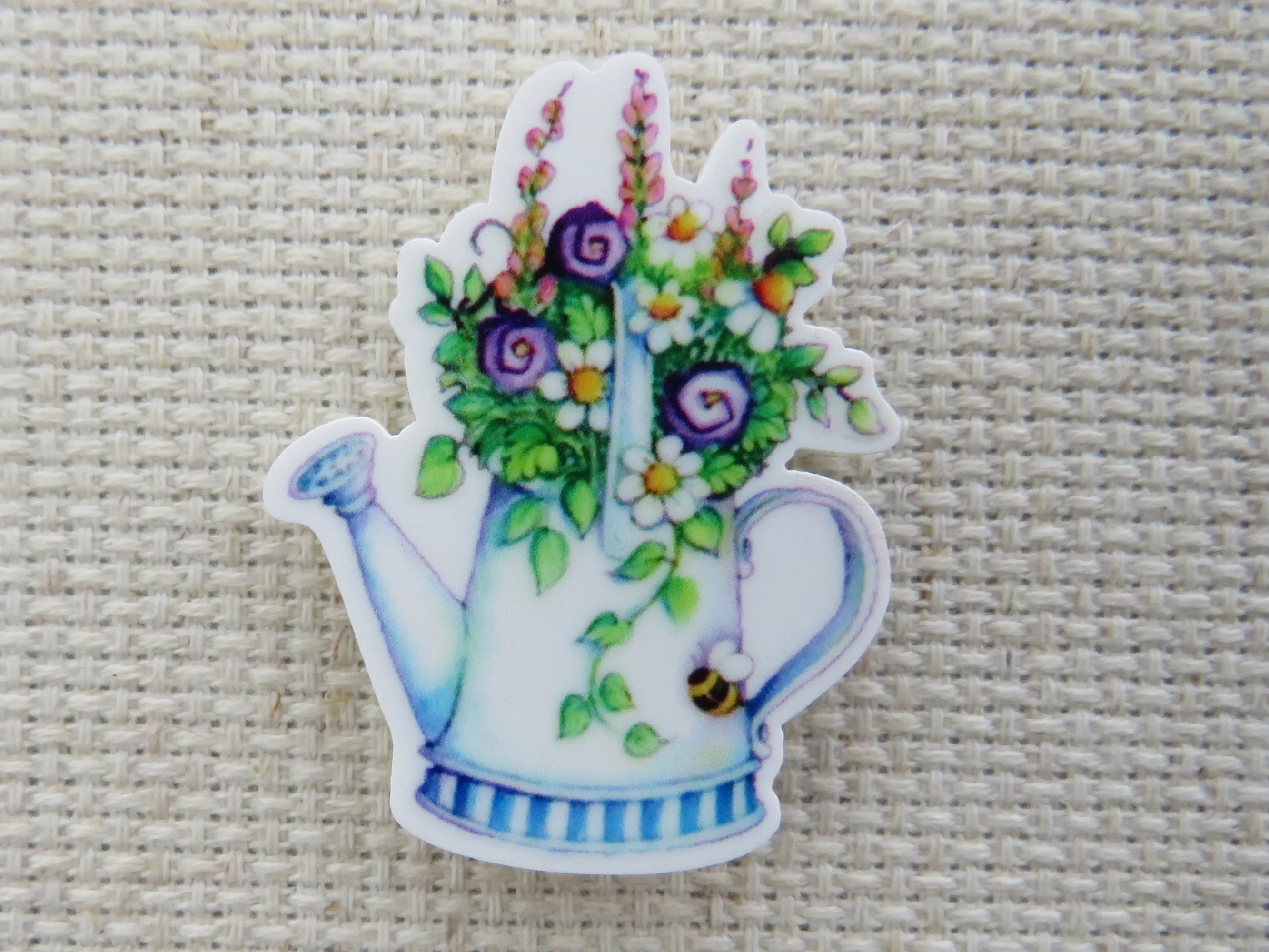 Watering Can with a Floral Arrangement Needle Minder, Cover Minder, Magnet