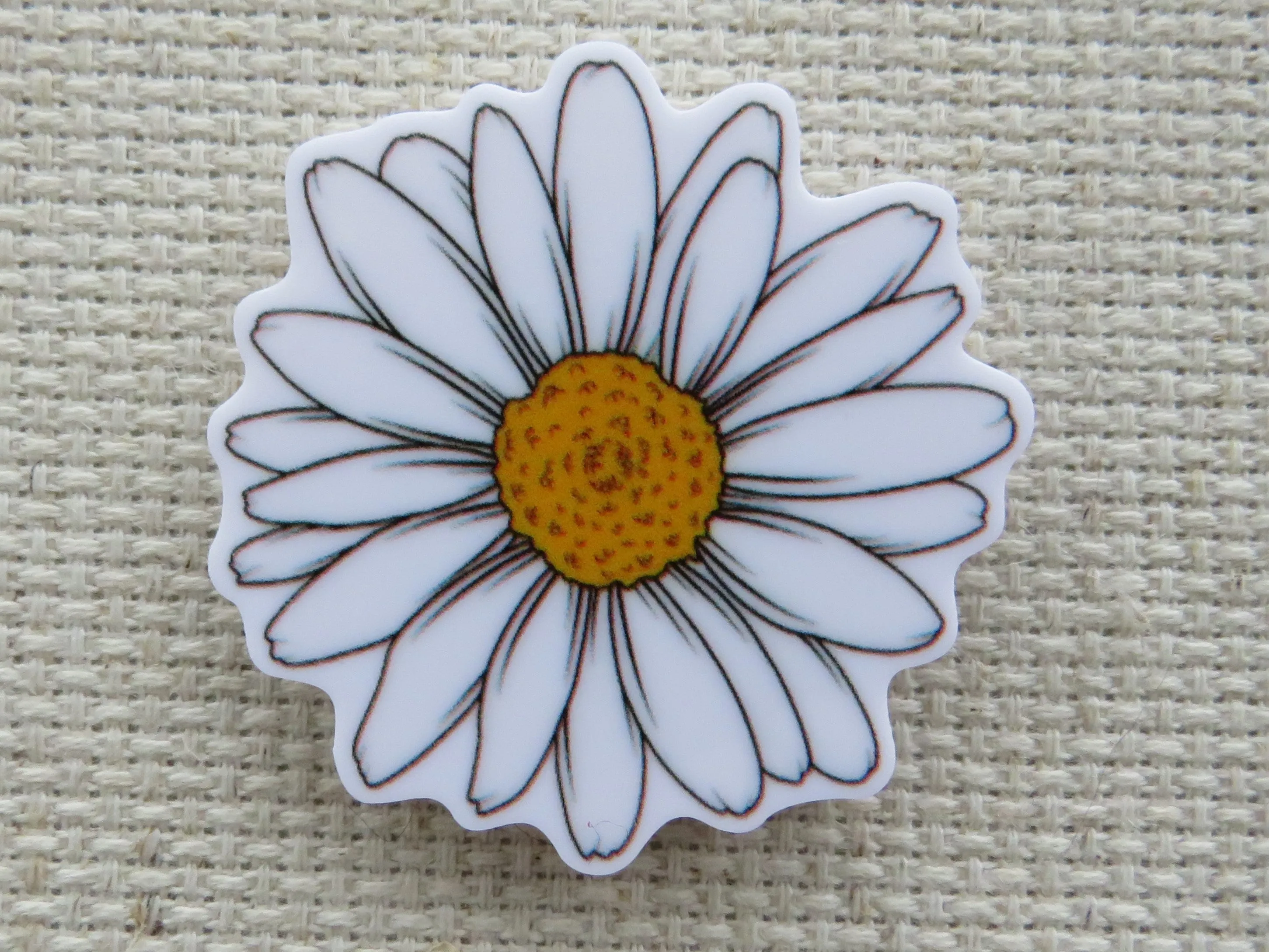 White Daisy Needle Minder, Cover Minder, Magnet