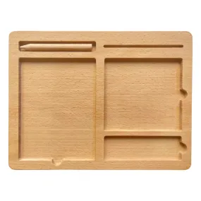 Wooden 3-part educational activity/sand tray with card slot and pen