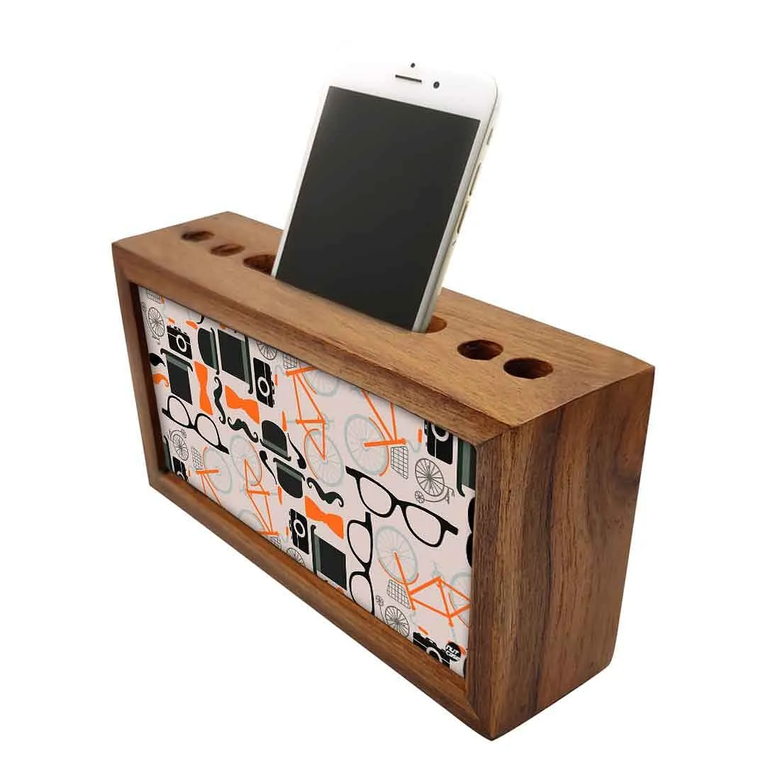 Wooden Pen Holder for Desk - Hipster Attitude