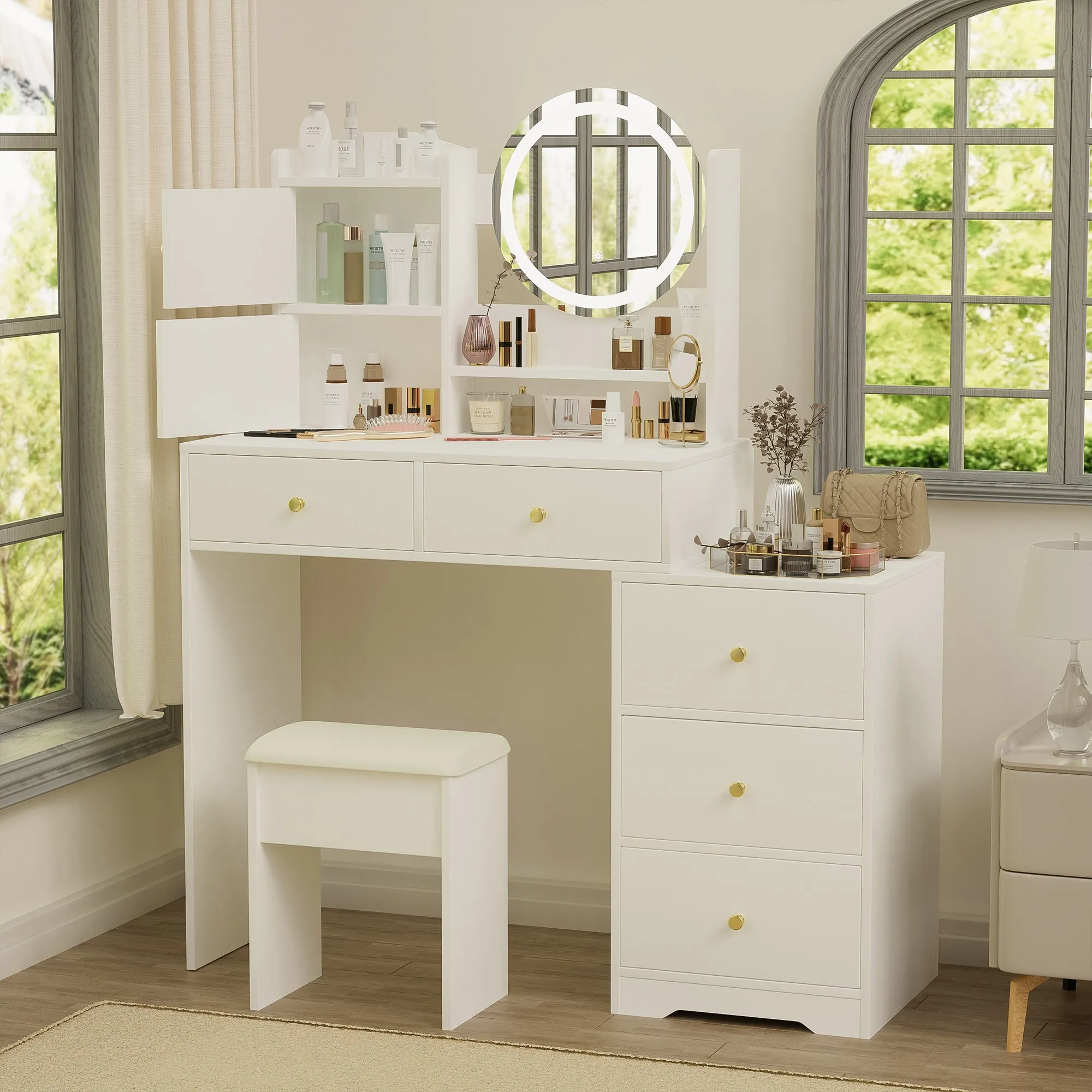Zamo Vanity Desk with Mirror and Lights