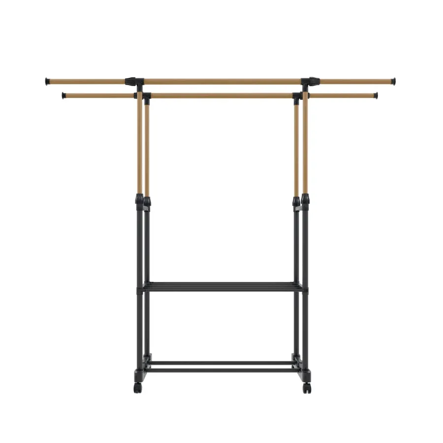 ZUN 1pc, with wheels independent clothes rack , laundry drying rack, foldable and adjustable length, 61316635